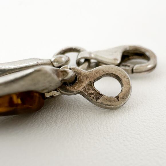 Vintage Baltic Amber Sterling Silver Semi Hoop Post Earrings and Bracelet Set - Picture 8 of 13